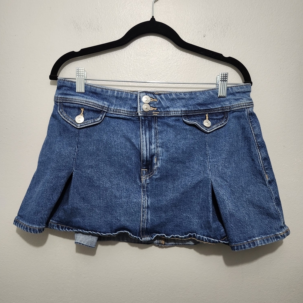 American Eagle Outfitters Stretch Denim  Low Rise A Line Micro Mini Skirt Size 6